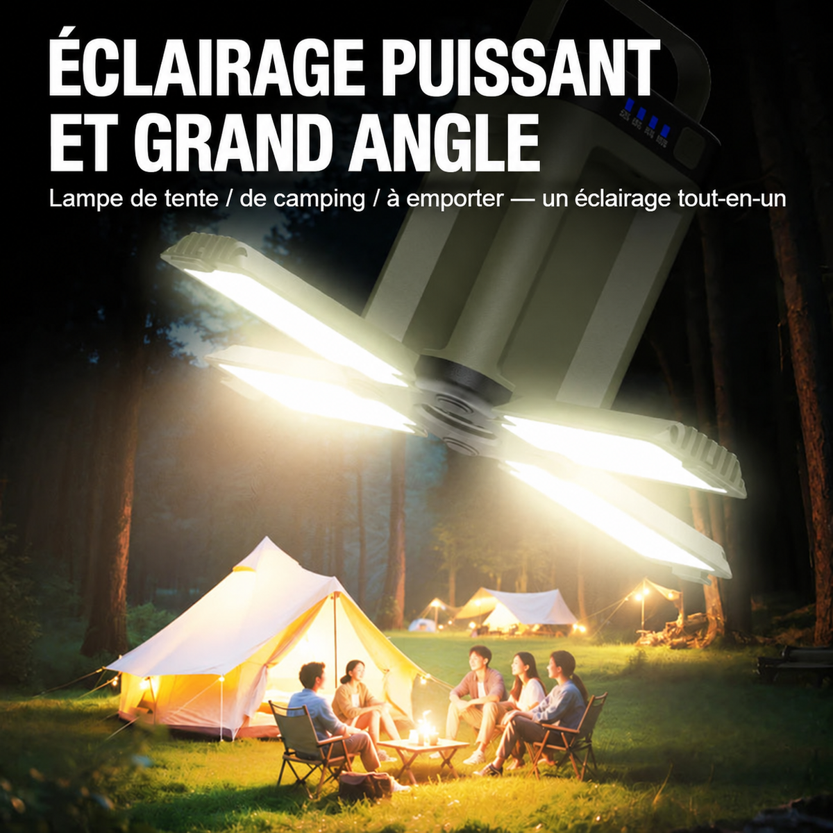 Éclairage puissant grand angle de la lampe de camping tout-en-un