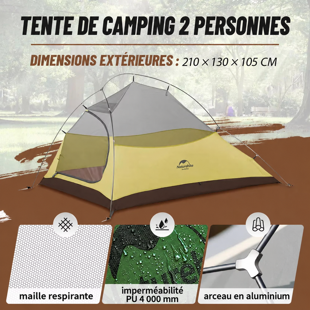 Tente Naturehike Cloud Up 2 personnes, dimensions 210 × 130 × 105 cm