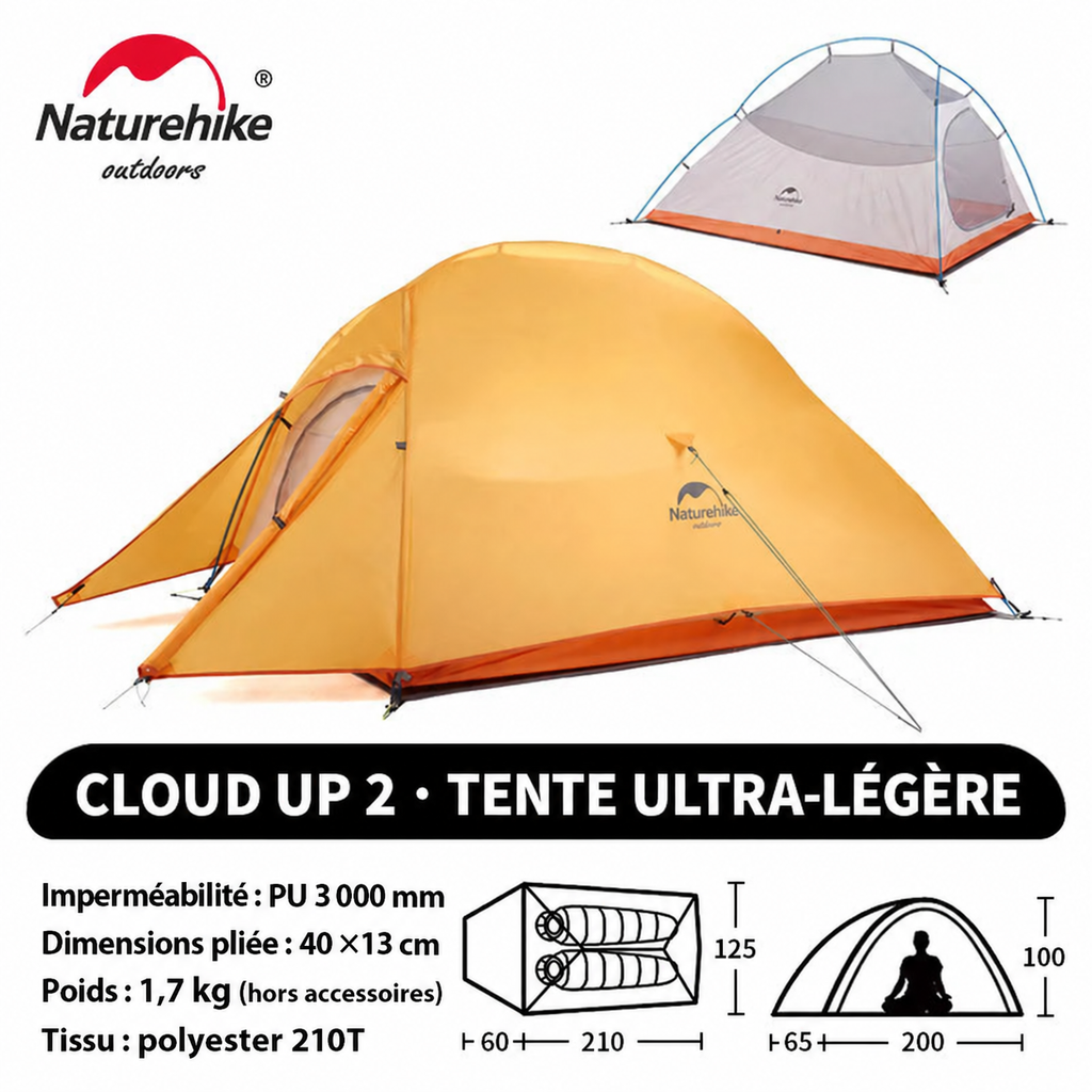 Tente Cloud Up 2, polyester 210T, poids 1,7 kg