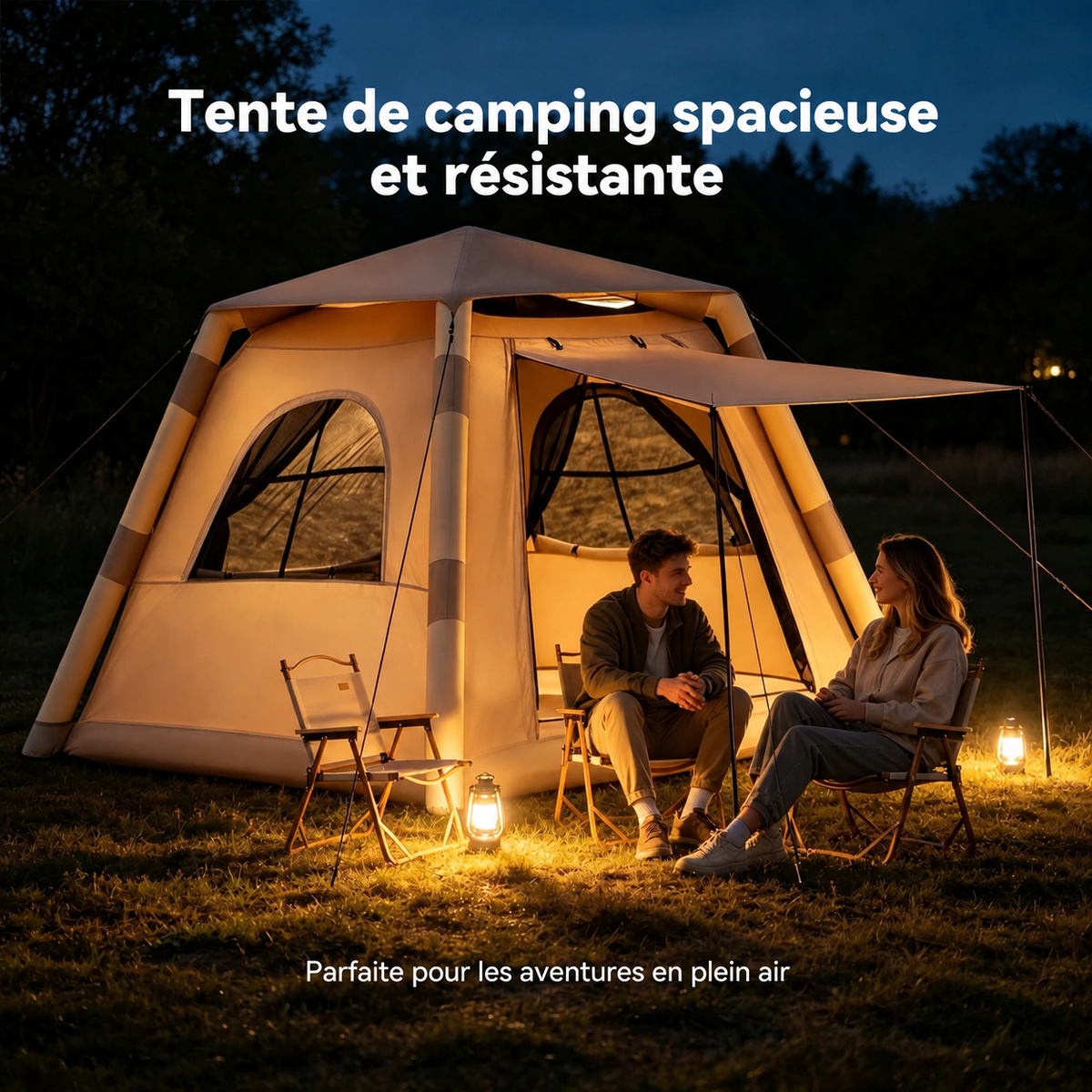Tente de camping spacieuse et résistante