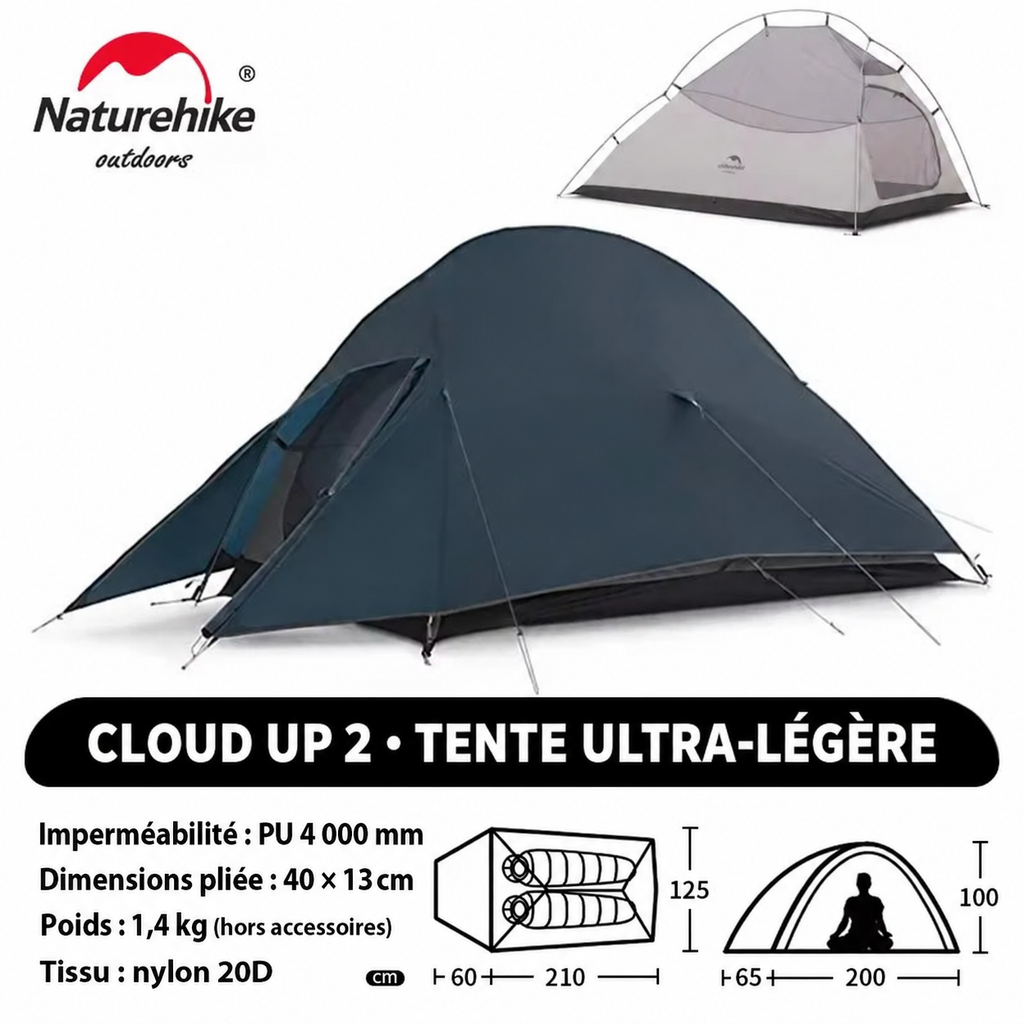 Tente Cloud Up 2, nylon 20D, poids 1,4 kg