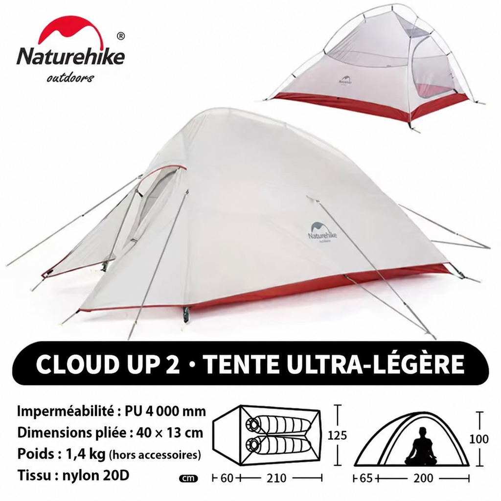 Tente Cloud Up 2, nylon 20D, poids 1,4 kg
