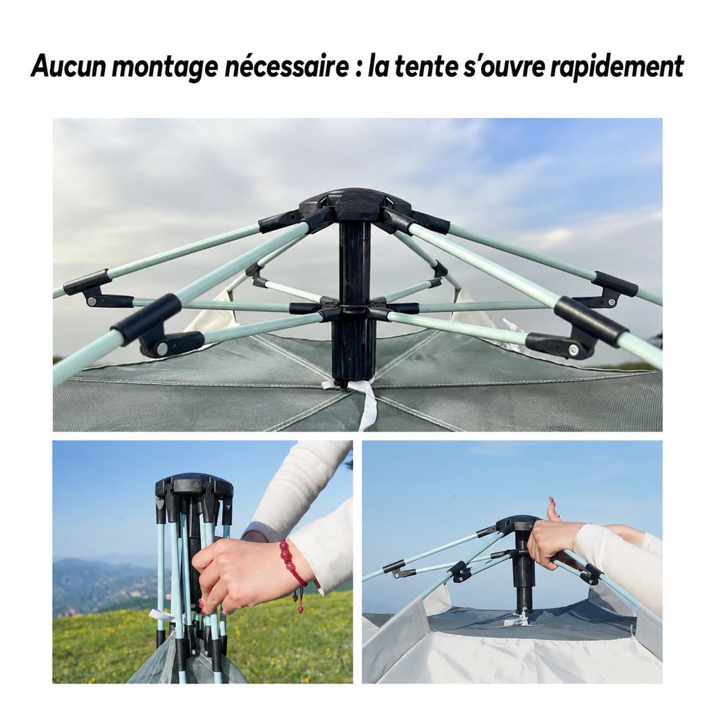 Tente pop-up à ouverture rapide, sans montage