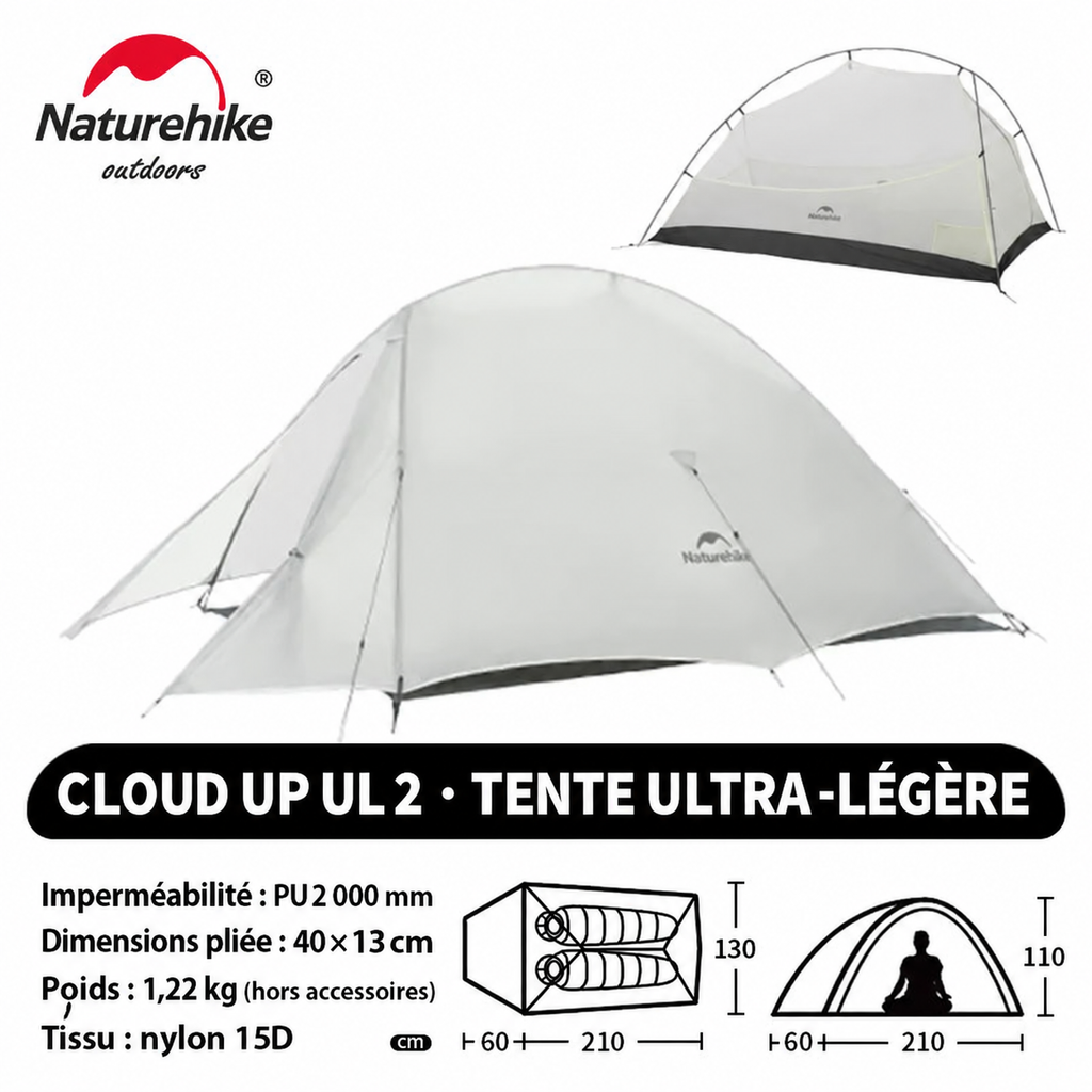 Tente Cloud Up UL 2, nylon 15D, poids 1,22 kg