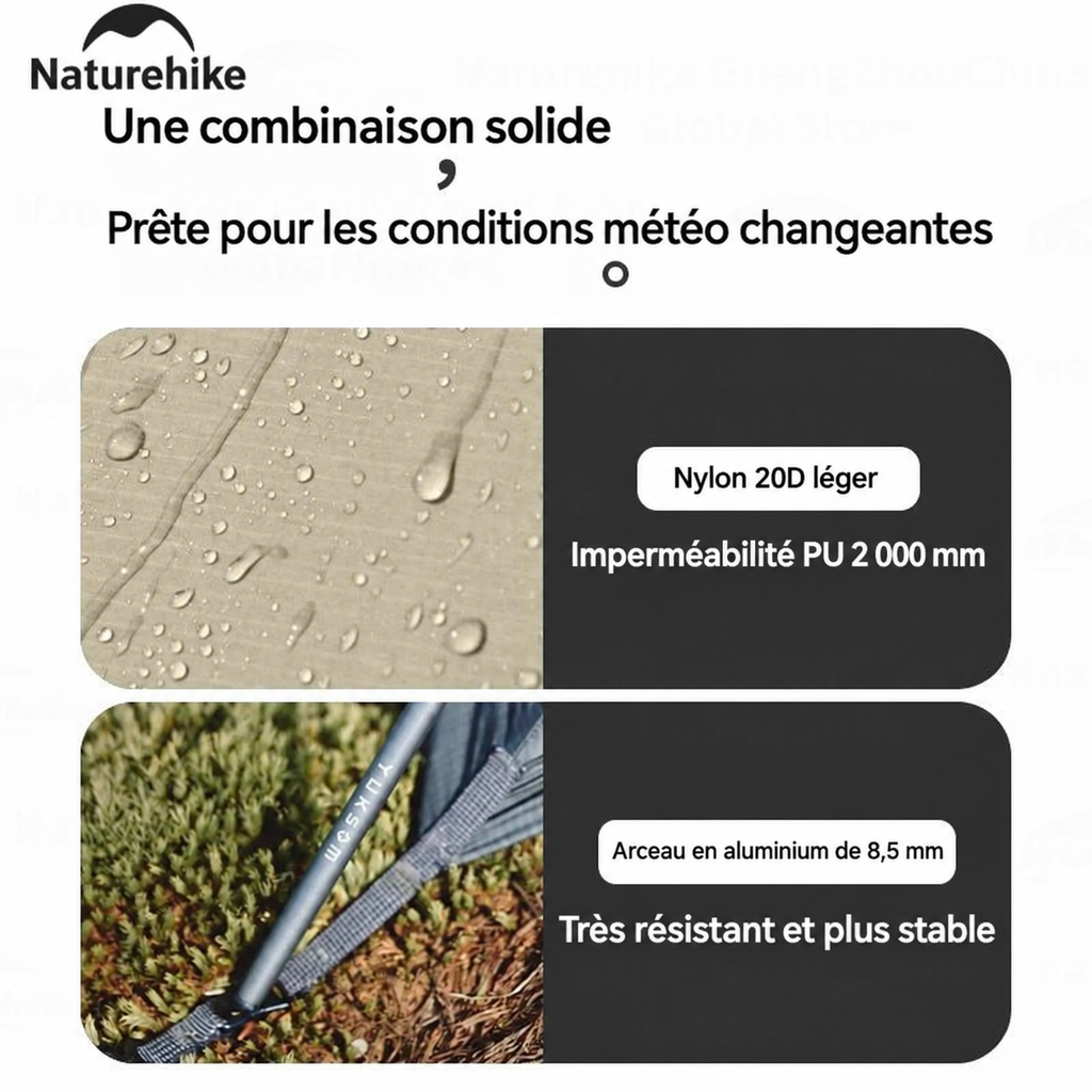 Protection contre la pluie et structure robuste de la tente Cloud Up Pro