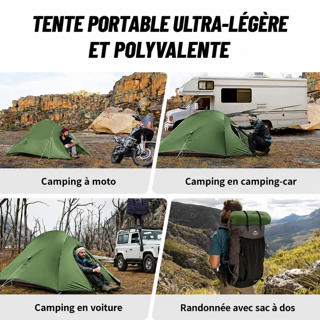 Tente Naturehike Cloud Up polyvalente pour le camping à moto, en voiture ou en randonnée