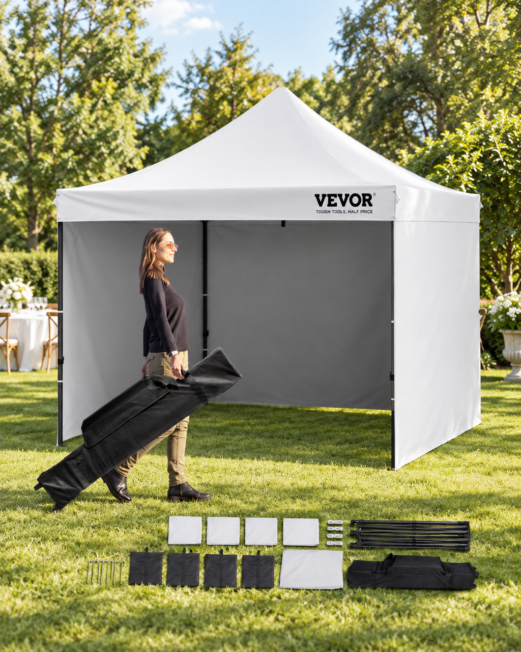 Gazebo pliable VEVOR 3 x 3 m dans un jardin