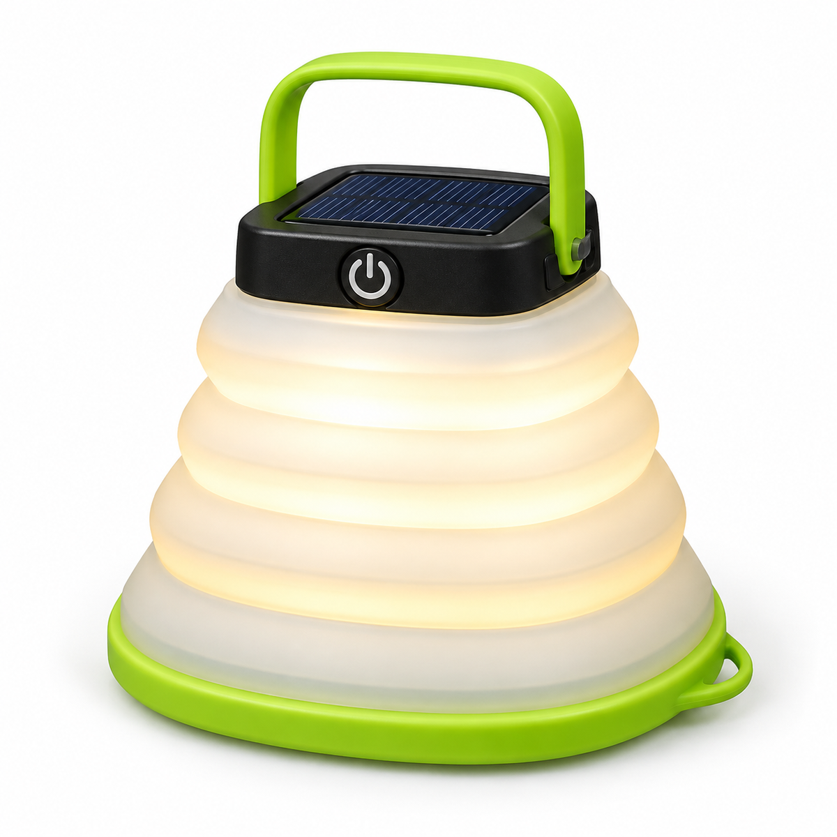 Lampe solaire de camping pliable verte et blanche