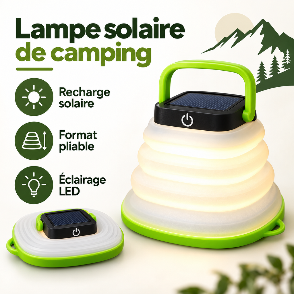 Lampe solaire de camping – caractéristiques en français