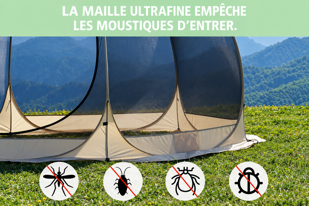 Maille ultrafine empêchant les moustiques d’entrer
