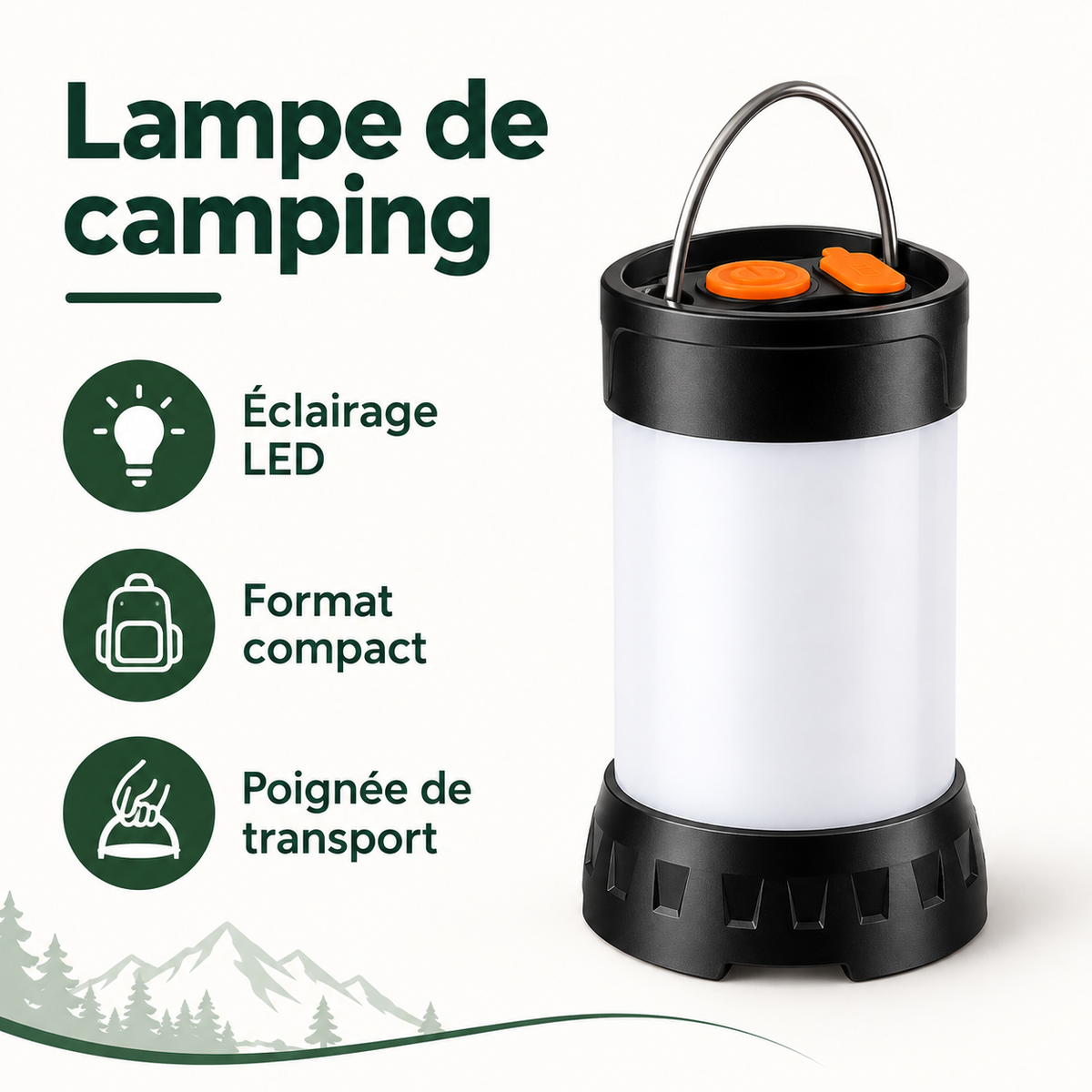 Lanterne LED de camping rechargeable multifonctionnelle
