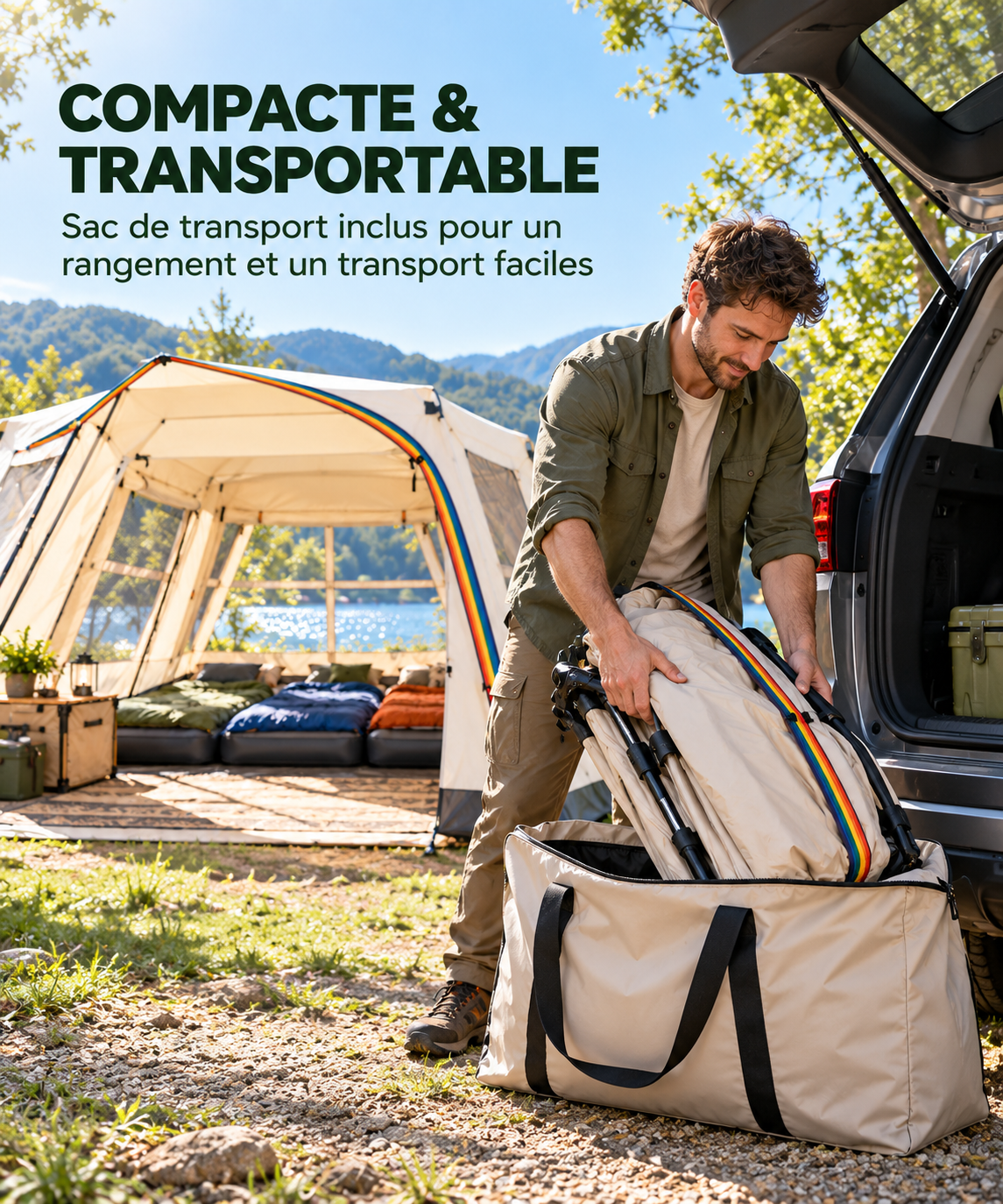 Tente cabine compacte et transportable