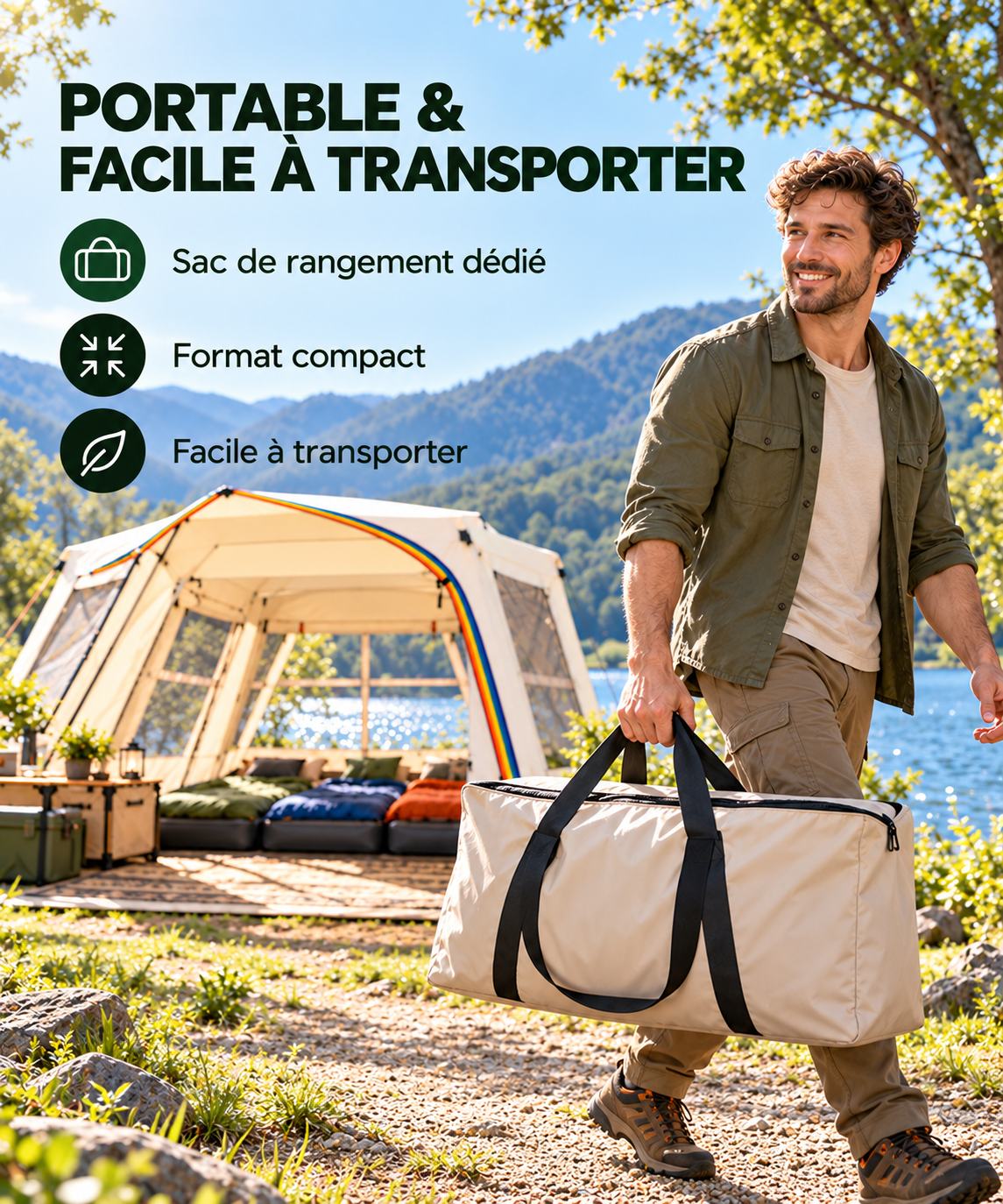 Tente cabine portable et facile à transporter