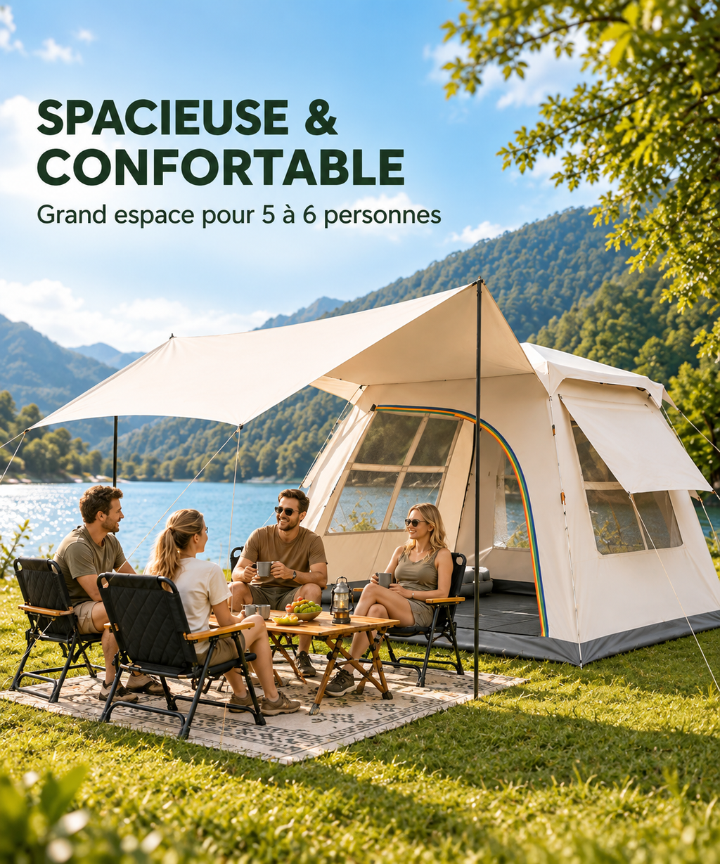 Tente cabine spacieuse et confortable pour 5 à 6 personnes
