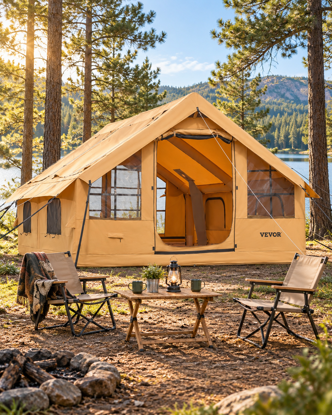 Tente familiale gonflable VEVOR en camping