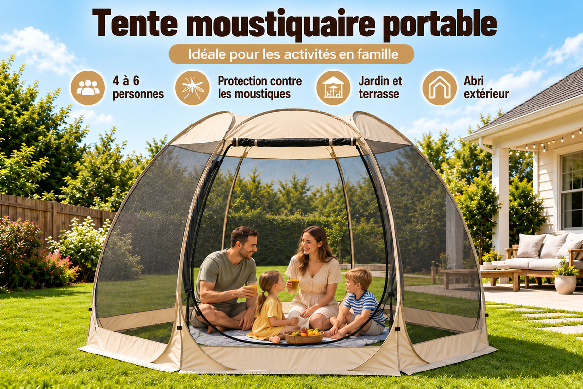 Tente moustiquaire portable pour 4 à 6 personnes